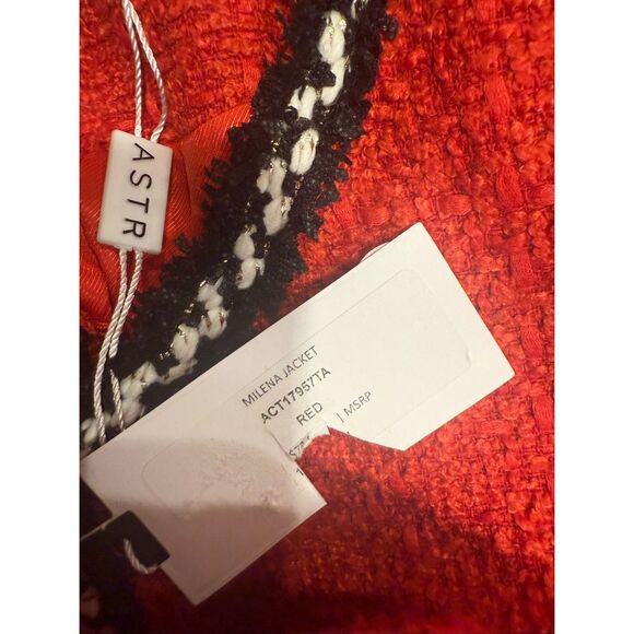 ASTR Milena Tweed Jacket & Mavey Tweed Mini Skirt set in Red size S NWT - Picture 6 of 7
